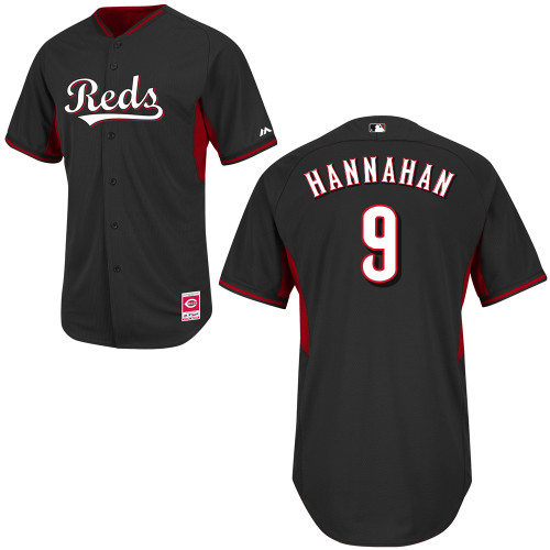Jack Hannahan #9 MLB Jersey-Cincinnati Reds Men's Authentic 2014 Cool Base BP Black Baseball Jersey
